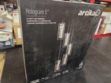 Artika Hologram 25-Watt 5 Light Chrome Modern Integrated LED Pendant Light Fixture for Dining Room
