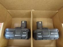 Box Lot of 2 RYOBI ONE+ 18V 4.0 Ah Lithium-Ion Battery, Appears to be New in Open Box Retail Price