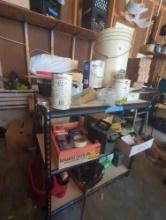 (GAR) LOT OF ASSORTED CONTENTS ON SHELF. *SHELF NOT INCLUDED. CONTENTS INCLUDE: STP OIL FILTERS,