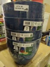 Lot of 4 Vigoro 11.5 in. Cersei Medium Lake Blue Resin Planter (11.5 in. D x 10 in. H), Appears to