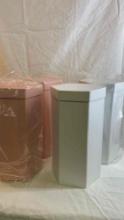 Lot of 4 Pink and White 3 Tier Flower Boxes. Brand New. Measures approx. 15 in x 7 in.