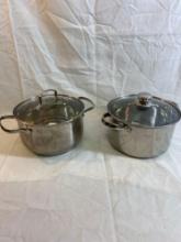 2 4 qt Stainless Steel Pots with Lids.