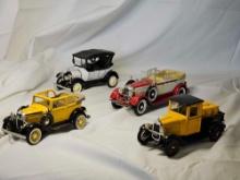 Lot of 4 Vintage Cars. Includes 1928 Chevy Pickup, 1928 Lincoln Dietrich and more.