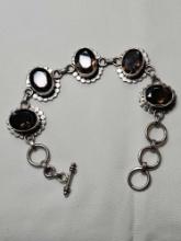 Vintage Sterling Silver Bracelet with Unknown Stones. Very Nice. 39.1 grams