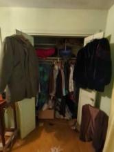 (UPH) CLOSET LOT OF VINTAGE CLOTHING TO INCLUDE, JACKETS, VESTS, SHIRTS, ETC, SEE PHOTOS