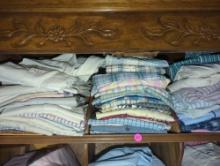 (MBR) 2 SHELF LOTS OF ASSORTED MENS (SIZE MEDIUM/LARGE) DRESS SHIRTS, MOST SEEM TO BE IN GOOD