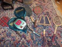 (MBR) LOT OF ASSORTED RACKETS TO INCLUDE, VINTAGE SPALDING TENNIS IMPACT TENNIS RACQUET WITH COVER,