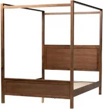 Baxton Studio (ONLY Box 1 of 2 - Box 2 of 2 NOT Included) Veronica Walnut Brown King Platform Canopy