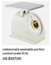 Rubbermaid Scale 810W Washable portion control scale/10lbs