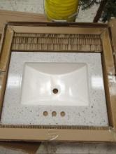Home Decorators Collection Vanity Top 25"W x 22"D Single Sink White Silver Ash, Appears to be New in