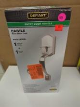 Defiant Castle Satin Nickel Entrance Door Handleset with Hartford Interior Knob, Appears to be New