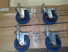 Box lot of 4 caster wheels, 4 1/2 in H, 4 pins included, Sold as-is, where-is. Appear to be new.