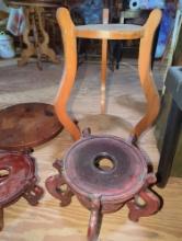 (GAR) LOT OF ASSORTED ITEMS TO INCLUDE, OAK WOOD LAZY SUSAN FOR THE CENTER OF THE TABLE, 2 TIER