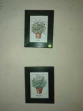 (SBD) LOT OF 2 WALL HANGING PRINTS OF BASIL AND OREGANO MEASURE APPROXIMATELY 7.5 IN X 8.5 IN (BOTH)