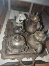 (GAR) Webster Wilcox Silver Plated Tea Set Including Coffee Pot, Tea Pot, Creamer, ETC, What You See