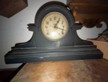 (SBD) Ingraham Mantle Clock, no key. 19" W x 5.5" D x 11" H. Sold Where Is as-is.