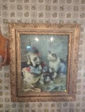 (DR) "Mischievous Kittens" Print by C. Reichert, Approximate Dimensions - 22" L x 26" W, What You