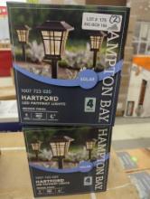 Lot of 2 Boxes Of, Hampton Bay Hartford 8 Lumens Bronze LED Outdoor Solar Landscape Path Light
