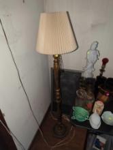 (LR) TABLE LAMP, GOLD AND BLACK PAINTED 60"H