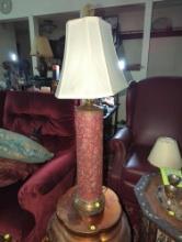 (LR) ORIENTAL FLORAL TABLE LAMP, BRASS ACCENTS, 36"H
