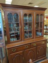 Colonial Furniture Cherry Buffet Hutch With Interior Light, Measure Approximately 56 in x 19 in x 76