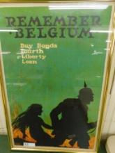 Vintage "Buy Bonds" Poster - "Remember Belgium " - Ellsworth Young - 30.5" x 20.5"