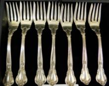Sterling Silver - Flatware - Group of 7 Matching Forks - English Hallmarks - 200 Grams