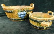 Vintage Weller - Handled Basket Bowls 4.5" and 8.5" Round