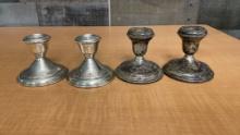 2) PAIR OF WEIGHTED STERLING CANDLE HOLDERS