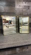 GLASS & GOLD TONE MIRRORED DISPLAYS SHELVES