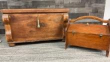 VINTAGE CHEST & SMALL DOUBLE DOOR SEWING BOX