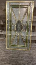 STAINED GLASS, FLORAL ETCHED, BEVELED GLASS WINDOW