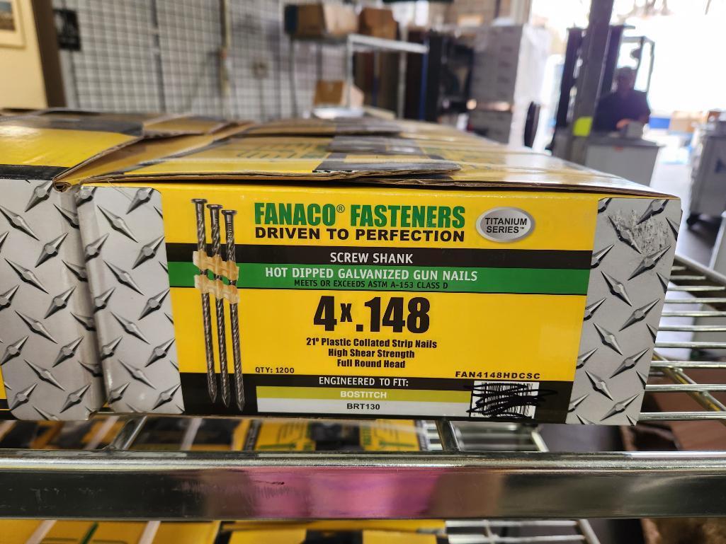 10 Cases, Fanaco Fasteners 4in x .148, 21 Degree Strip Nails, for Bostitch BRT130, 1,200/Case