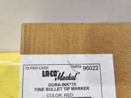 2 Cases, La-Co Markal Dura-Ink 15 Fine Bullet Tip Marker, Red, 72/Case, 144 Total, No. 96022, Sold