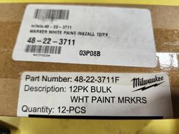 2 Cases, Milwaukee White Paint Markers, 12/Case, 24 Total, No. 48-22-3711F, Sold 2x$