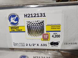 3 Sealed Case, Hammerstrike Fasteners, 12,600ct, 700/Tray, 2-1/2in x .131, Smooth Shank, Diamond