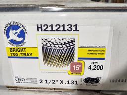 10 Sealed Case, Hammerstrike Fasteners, 42,000ct, 700/Tray, 2-1/2in x .131, Smooth Shank, Diamond