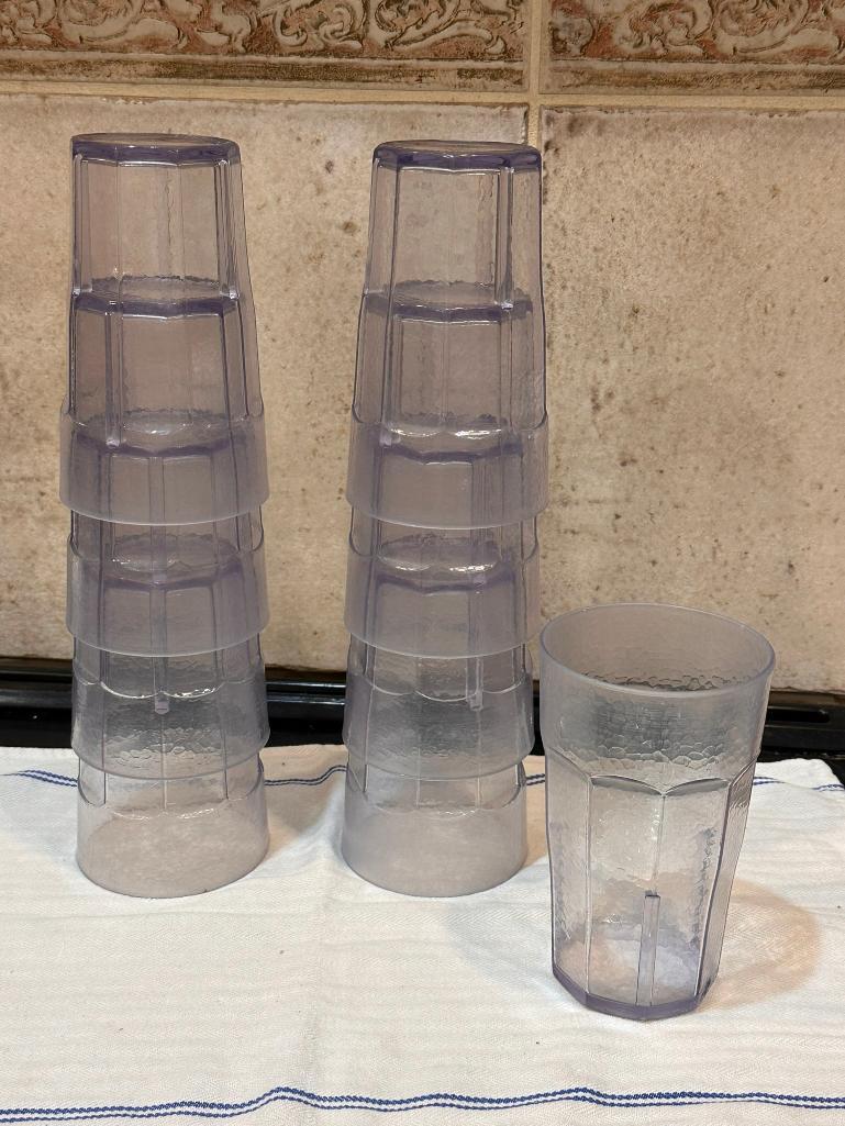 Stack of 9, Heavy-Duty Sysco Drink Tumblers
