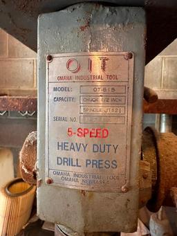 OIT Omaha Industrial Tool Model OT-515 - 5-Speed Heavy-Duty Drill Press on Bench
