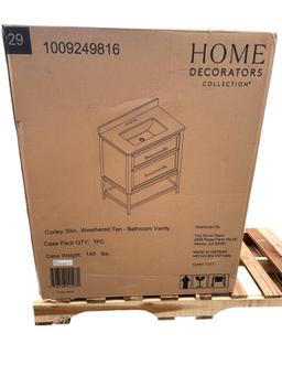 Home Decorators Collection Vanity & Sink Combo, Weathered Tan, Corley 30in, New in Box