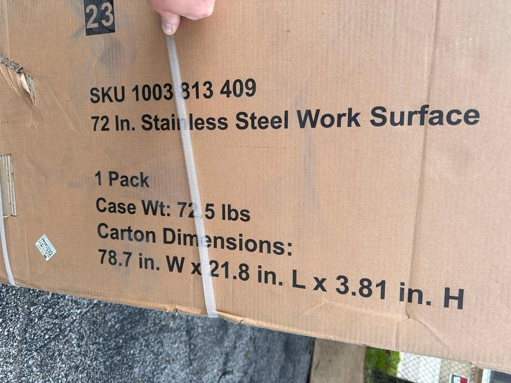 New Husky Stainless Steel Work Surface, 78.7in x 21.8in x 3.81in, 72.5lbs, SKU: 1003813409