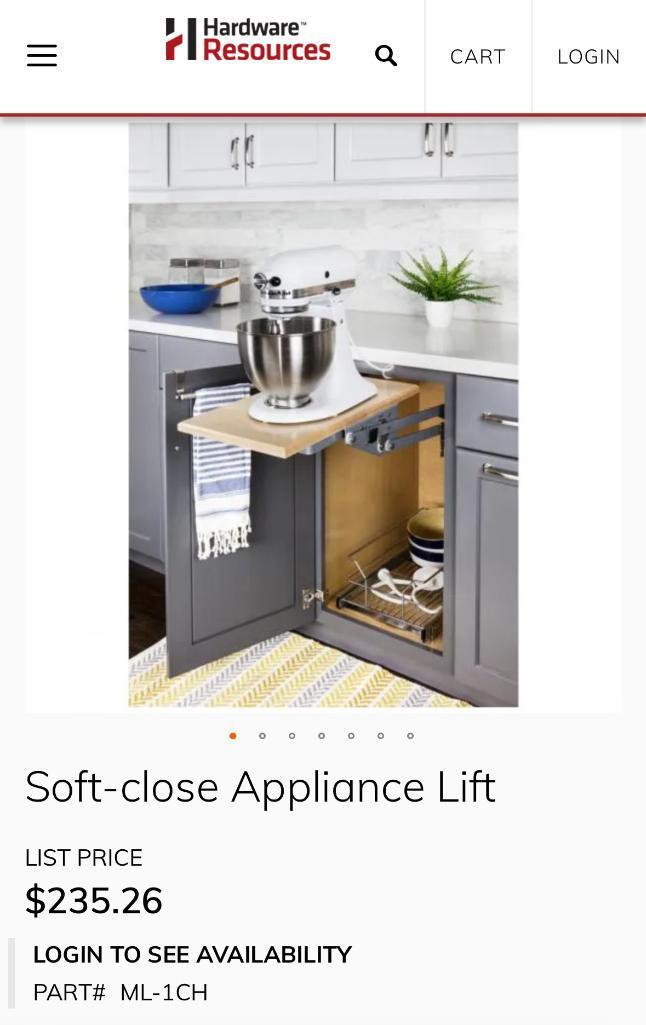 New in Box, Hardware Resources Soft-Close Appliance Lift, MSRP: $235.26, Part# ML-1CH