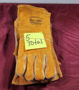 (5) Pairs of Missouri Mule Wells Lamont Leather Palm Gloves
