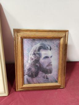 Lot of 2 Jesus Christ Framed Drawing & Print