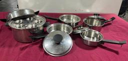 Lot of 5 Vintage Seal-O-Matic 3-Ply Steamer, Pots & Pans w/ Lid