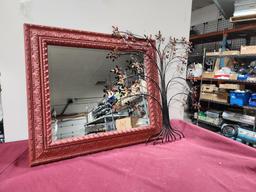 Ornate Framed Mirror and Metal Tree