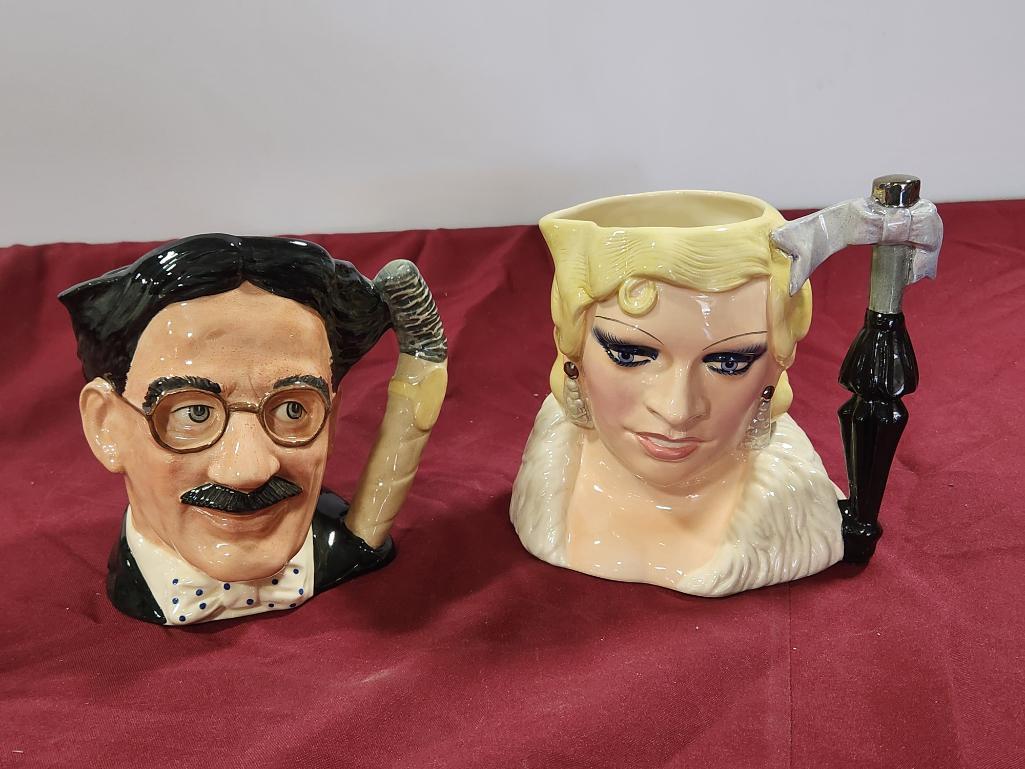 Lot of 2 Large Royal Doulton The Celebrity Collection - Groucho Marx & Mae West