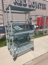 Metro Max Antimicrobial Mobile Shelving Rack 79in x 42in x 18in (NOTE: Wheels Locked, Need Replaced
