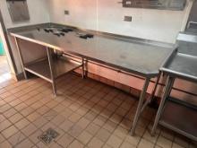 Stainless Steel Commercial Prep Table, 96in x 34in x 36in H w/ Lower Shelf & Storage Area