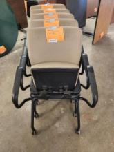 Lot of 5, HON Rolling Task Chairs w/ Fold Up Seats, All for One Bid